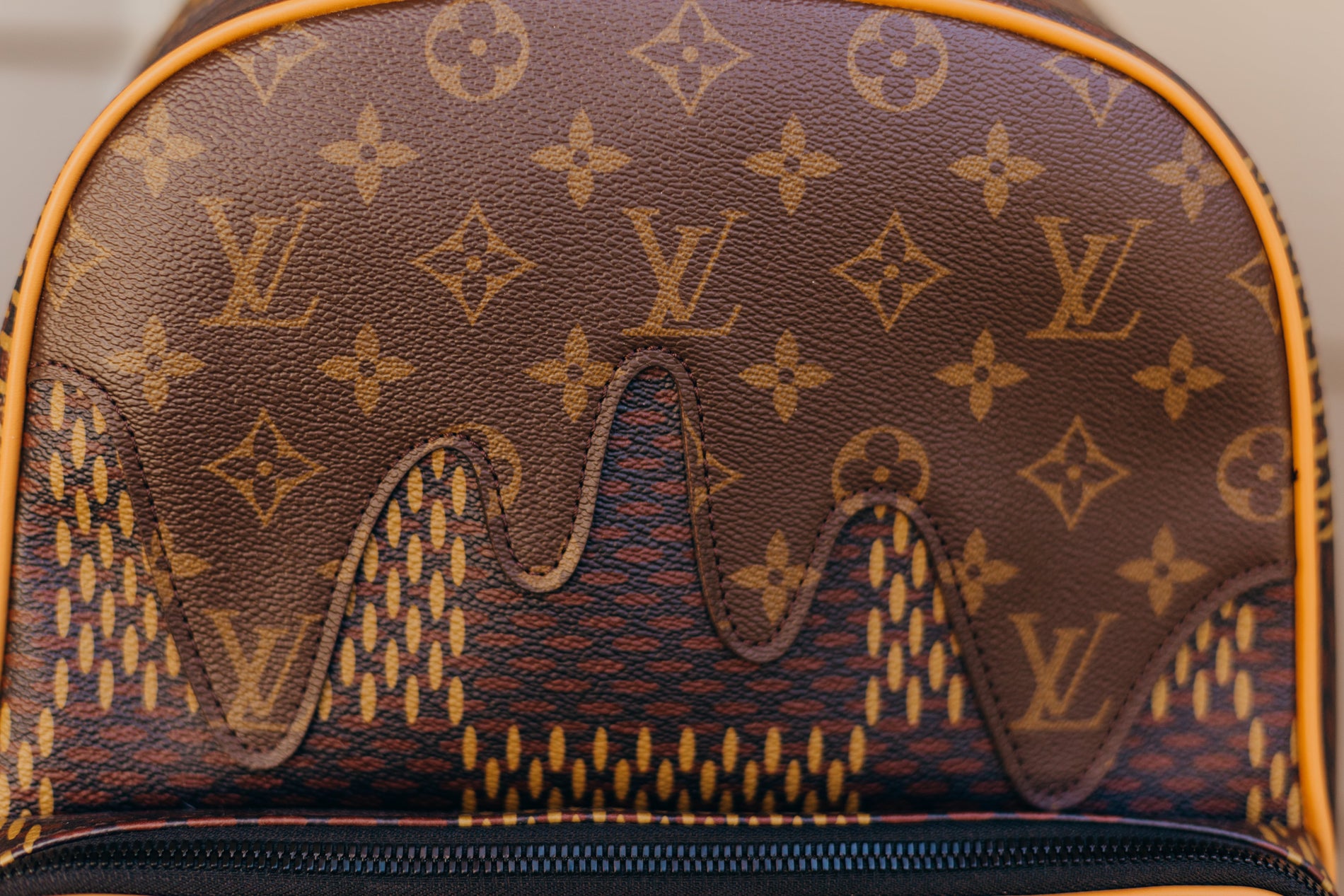 louis vuitton backpack map design LOUIS VUITTON Campus Backpack Brown Coated Canvas
