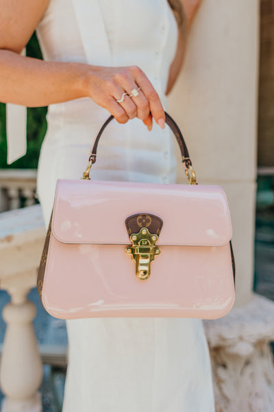 Vernis Leather Monogram Cherrywood Shoulder Bag Rose Ballerine