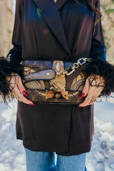 Monogram Alligator Python Shoulder Bag