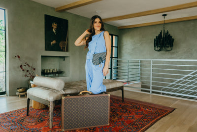 Oblique Saddle Belt Leather Bag Blue