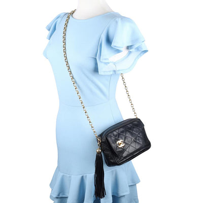 Lambskin Leather Camera Crossbody Bag