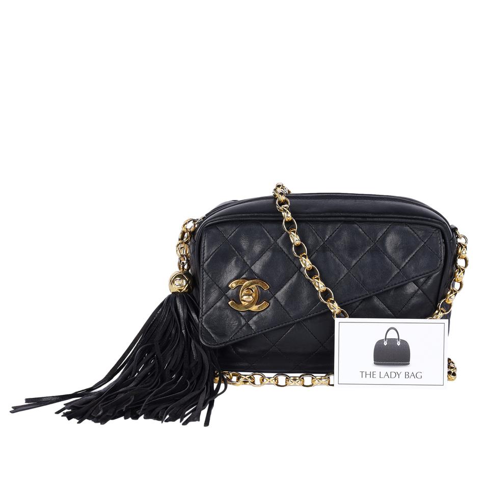 Chanel Black Lambskin Camera Clutch on Chain Bag Mini Rectangular Wallet WOC