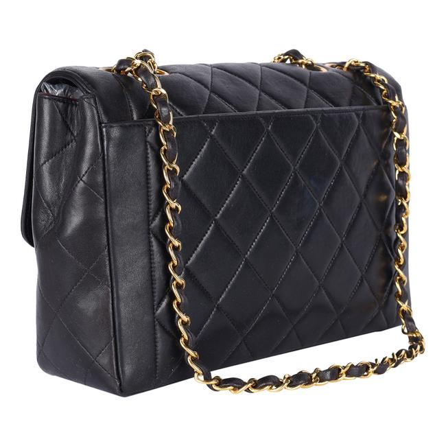black chanel lambskin leather handbag shoulder