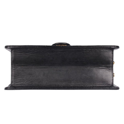 Classic Front Flap Leather Shoulder Bag Black