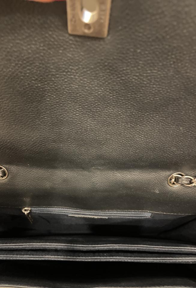 Vintage CHANEL CC Logo WOOD Frame Matelasse Quilted Black Caviar Leather  Chain Shoulder Bag Clutch Purse