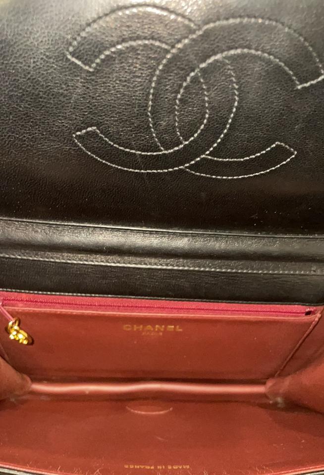 Dark Red Leather 'CC' Classic Flap Bag