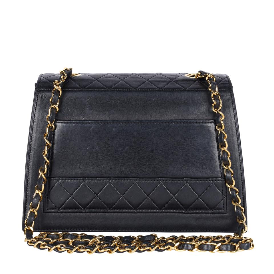 Chanel Black Quilted Lambskin Flap Coin Purse With Chain Gold