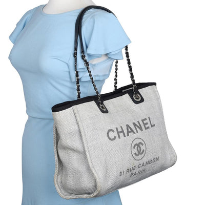 Deauville Canvas Leather Tote Grey