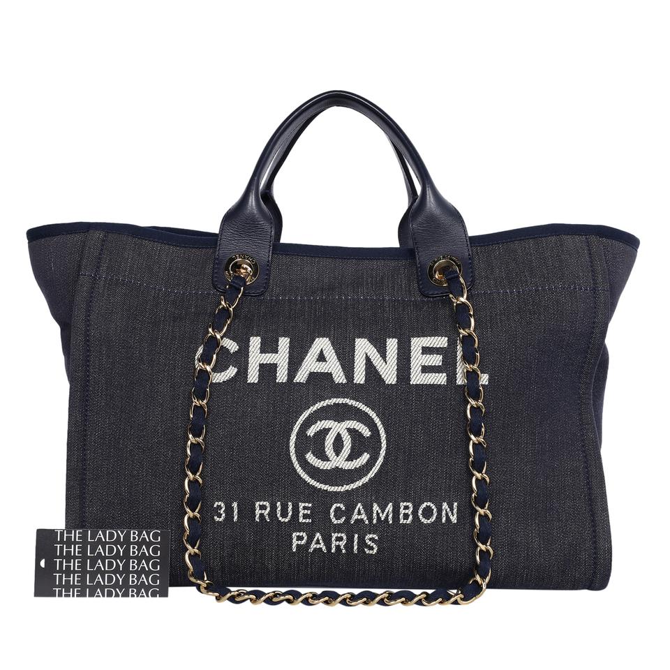 Cambon Chanel Yellow Deauville MM Canvas & leather chain tote bag Cloth  ref.993040 - Joli Closet