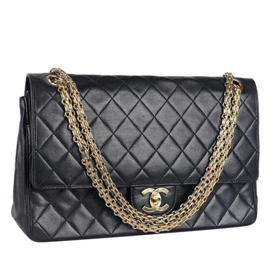 Classic 25 Double Flap Lambskin Leather Black