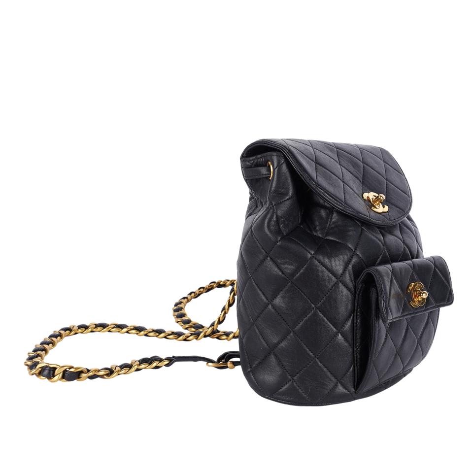 1996-1997 Black Duma Quilted Lambskin Leather Backpack Bag