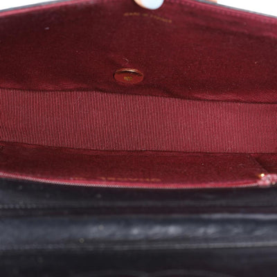 Half Moon Front Flap Leather Shoulder Bag Vintage Black