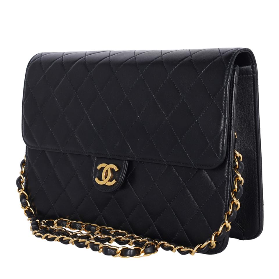 Authentic Chanel Black Caviar Quilted Leather Phone Bag on Chain Crossbody Bag