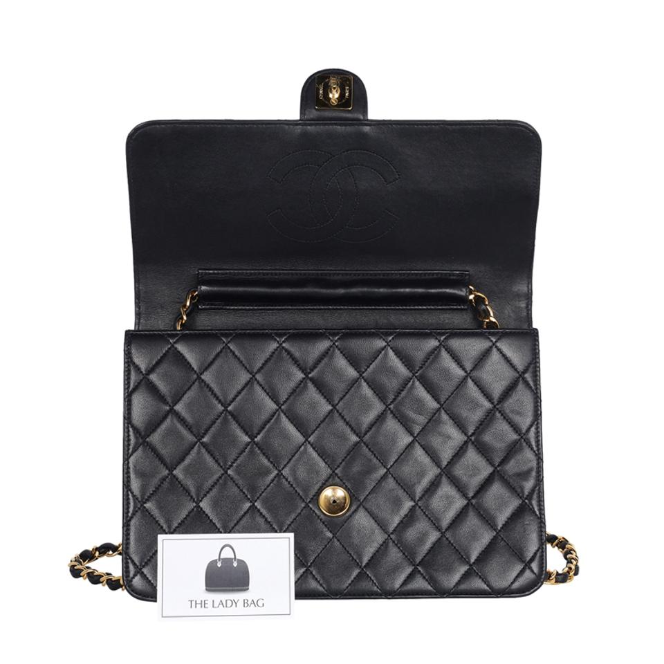 Chanel Classic Double Flap Quilted Caviar Leather Shoulder Bag Black