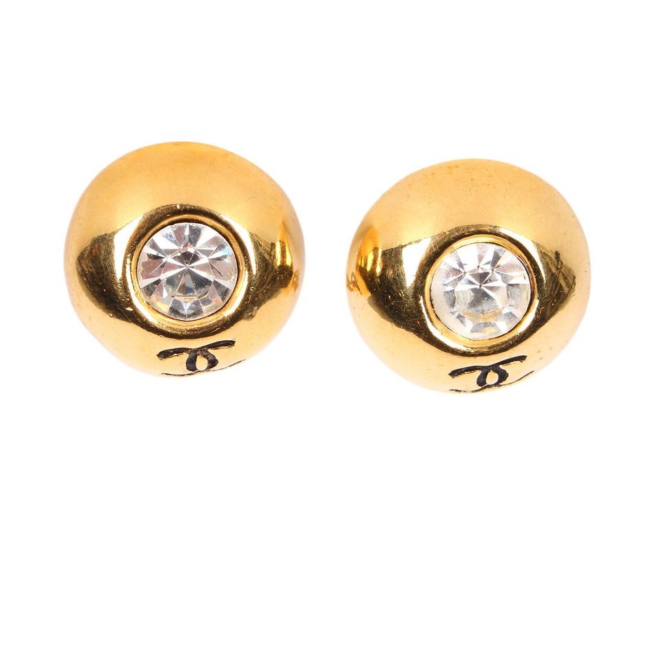 Chanel Gold CC Clip On Earrings Black Golden Metal ref.851183