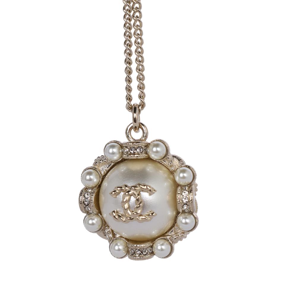 CC Pearl Rhinestone Necklace Pendant