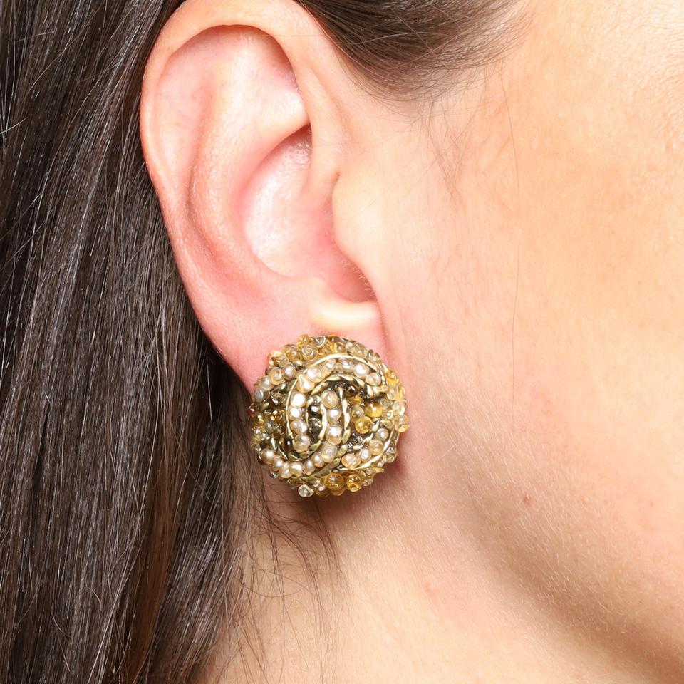 CC Gold Clip on Earrings (Authentic Pre-Owned)