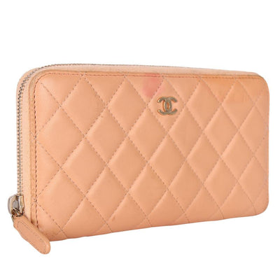 Quilted Leather Long Zippy Wallet