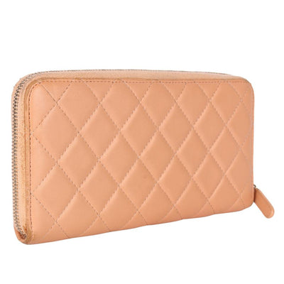 Quilted Leather Long Zippy Wallet