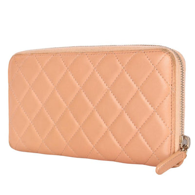 Quilted Leather Long Zippy Wallet