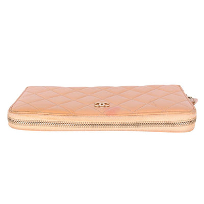 Quilted Leather Long Zippy Wallet