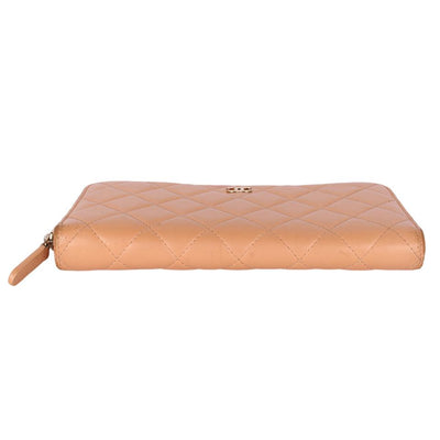 Quilted Leather Long Zippy Wallet