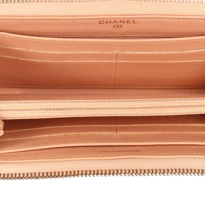 Quilted Leather Long Zippy Wallet