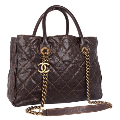 Glazed Caviar Quilted Shiva Tote