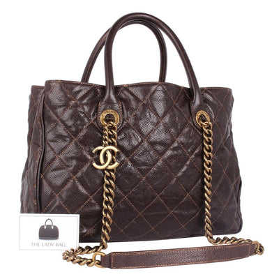 Glazed Caviar Quilted Shiva Tote
