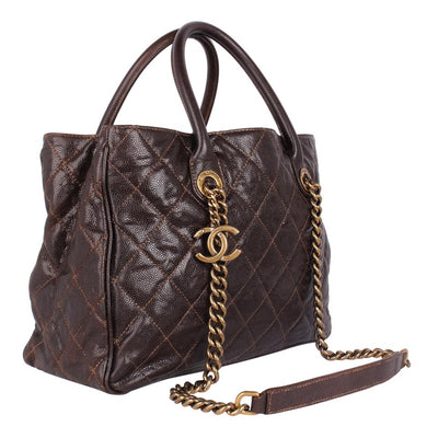 Glazed Caviar Quilted Shiva Tote