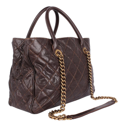 Glazed Caviar Quilted Shiva Tote