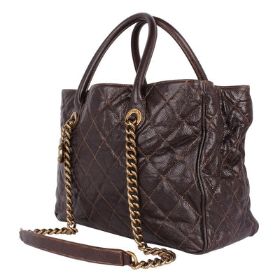 Glazed Caviar Quilted Shiva Tote
