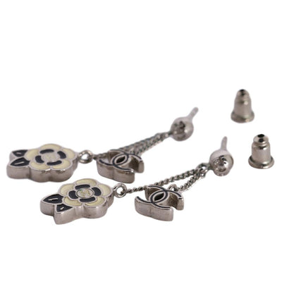 Camelia Resin Flower Silver Pierced Earrings