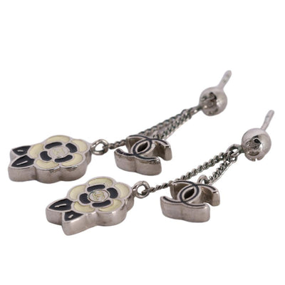 Camelia Resin Flower Silver Pierced Earrings