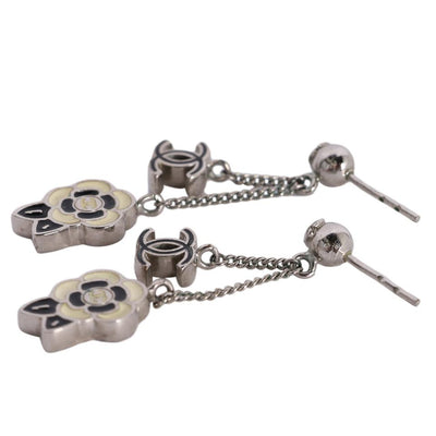 Camelia Resin Flower Silver Pierced Earrings