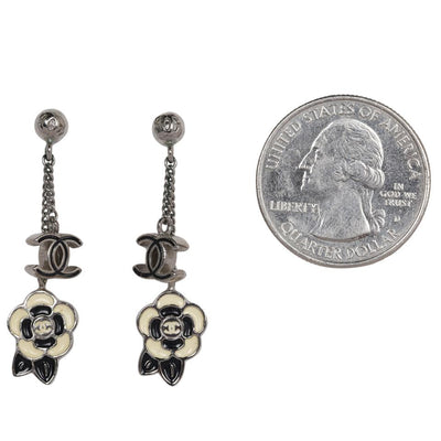 Camelia Resin Flower Silver Pierced Earrings