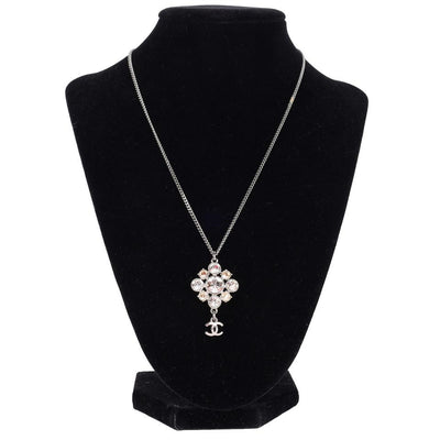 Rhinestone Silver Dangle Necklace (Authentic Pre-owned)