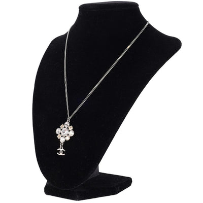 Rhinestone Silver Dangle Necklace (Authentic Pre-owned)