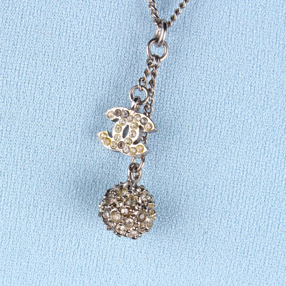 Chanel CC Mark Logo Choker Necklace Gold Pearl Rhinestone Used