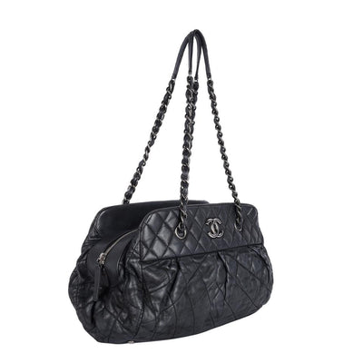 Iridescent Calfskin Chic Quilted Bowling Bag