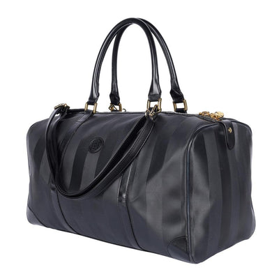 Striped Weekend Travel Duffle Bag Black