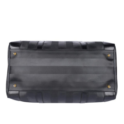 Striped Weekend Travel Duffle Bag Black