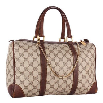 GG Monogram Canvas Leather Boston Satchel