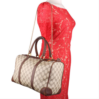 GG Monogram Canvas Leather Boston Satchel