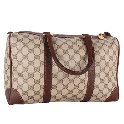 GG Monogram Canvas Leather Boston Satchel