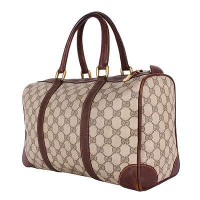 GG Monogram Canvas Leather Boston Satchel