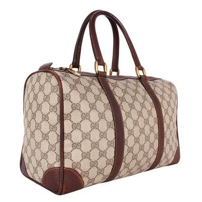 GG Monogram Canvas Leather Boston Satchel