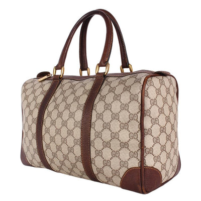 GG Monogram Canvas Leather Boston Satchel