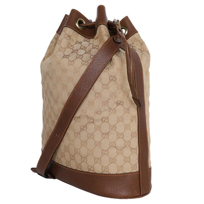 GG Leather Bucket Drawstring Cross Body Bag