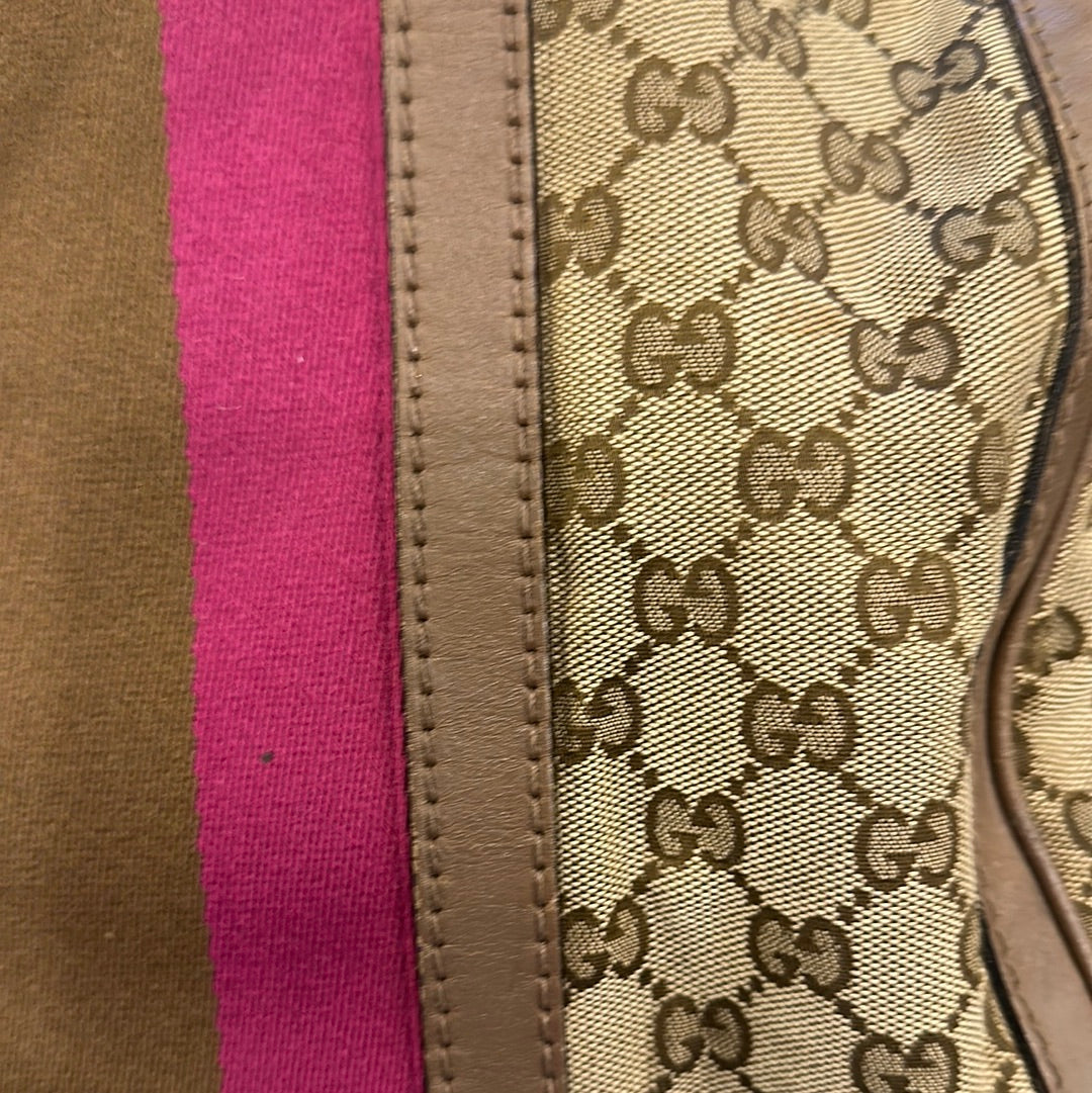 Gucci Vintage Web Original GG Canvas Boston Bag in Pink